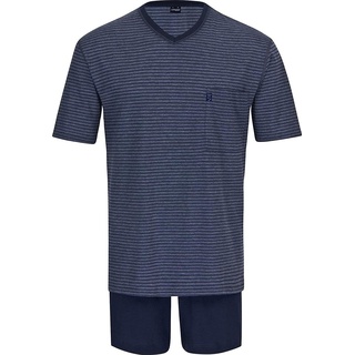 Ammann, Herren, Pyjama, Basic kurz Schlafanzug mit V-Ausschnitt, Blau, (58)