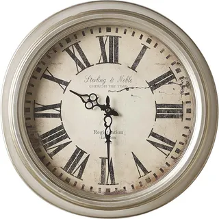 Ambia Home Wanduhr, Silber, Holz, Metall, Recyclingholz, Dekoration, Uhren, Wanduhren