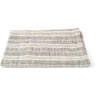 LinenMe 65 x 130 cm Badetuch Schwarz Leinen Multistripe 0076702
