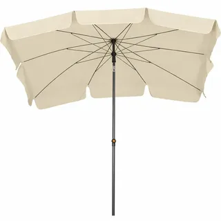 BURI Tropico Sonnenschirm 210x140 cm Beige Natur - Rechteckiger Mittelstockschirm mit Stahlgestell, UV Schutz UPF 50+, knickbar, höhenverstellbar,... - Beige