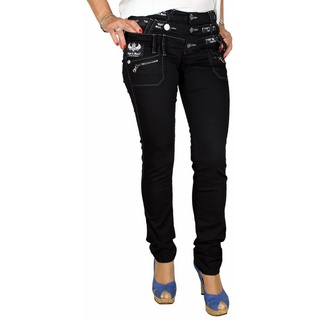 Cipo & Baxx Straight-Jeans Jeans Hose im außergewönlichem Design Jeans mit dreifacher Gürtelschlaufenanreihung, angenehmer Tragekomfort schwarz 30
