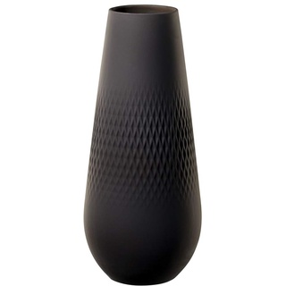 Villeroy & Boch – Manufacture Collier Noir Vase Carré No. 3, Vase schwarz matt hoch, hohe Vase für Pampasgras, Bodenvase, Rosenvase, Vase schmal schwarz, Deko Keramik, große Vase, Premium Porzellan