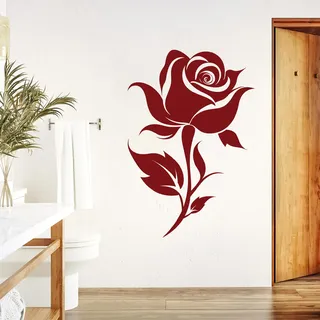 GRAZDesign Wandtattoo Rose Blüte Blume für Wohnzimmer, Küche, Flur, Auf Wand Schrank Tür - Wandaufkleber - 81x57cm / schwarz
