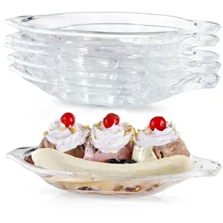 MOLIGOU Bananen-Split-Boot-Schalen, 209 ml, Eisbecher, transparentes Acryl, Servierschalen für Bananensplit, Süßigkeiten, Snacks, 6 Stück