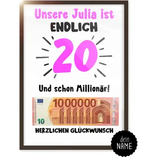 myDreamwork 20. Geburtstag Mädchen – Geschenke zum 20 Geburtstag | Geldgeschenke Mädchen – Lustige Geschenkideen für 2 0 Jährige Frauen – Ideal als Geburtstagsdeko | Geldgeschenk 20