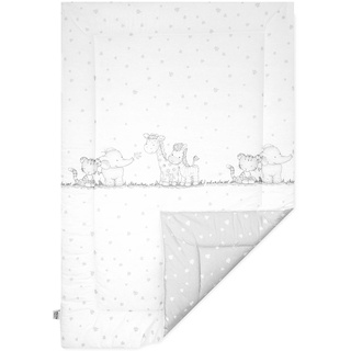 Krabbeldecke JULIUS ZÖLLNER "Dschungelbande" Wohndecken Gr. B/L: 95 cm x 135 cm, grau (weiß, grau) Decken Made in Germany