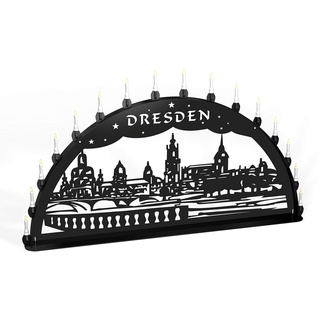 Außenschwibbogen Schwibbogen Lichterbogen Metall - Motiv: Dresden Canalettoblick - XXXL 2 Meter Breite Außen-Bereich schwarz * riesen groß * Weihnachten Dresdner Frauenkirche