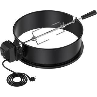 Onlyfire Drehspieß mit Motor für Weber Kugelgrill (47 cm) und andere Modelle, Rotisserie, Grillspieß Set für Holzkohle Grill (Emailliert-Schwarz)
