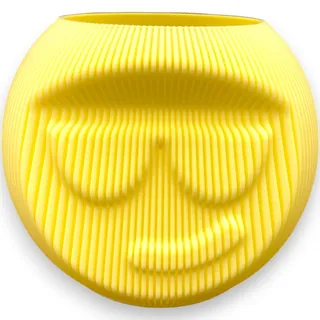 Vase Cool Face - Gelb, lustige Vase mit Gesicht, rund, Blumentopf, Übertopf, Smiley, Kopf, lustig
