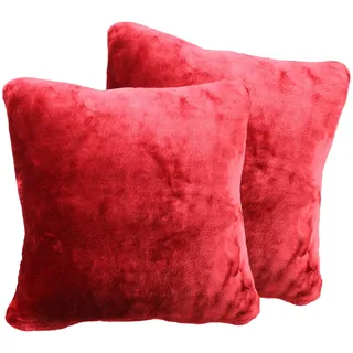 2er Pack Kuschelkissen Premium Cashmere Feeling Kissen 50x50 cm Flauschiges Sofakissen (rot)
