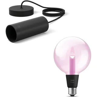 Philips Hue Lightguide Hängelampe (Schwarz) - E27 - Globe Lampe (G125) | Weiß/Farbe - Hue White and Color Ambiance