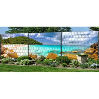Zaundruck Riesen Panorama Zaun - bedruckte Sichtschutzstreifen für Doppelstabmattenzaun mit großen Panorama Motiv (XXL (3 Zaundfelder), Lagune 2)