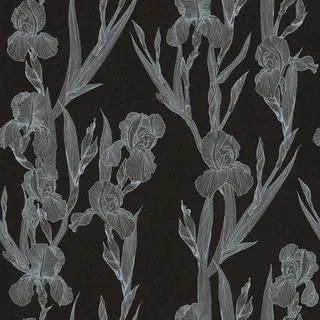 Bricoflor ausgefallene Blumentapete in Schwarz Florale Tapete Im Asiatischen Stil Orchideen Vliestapete für Schlafzimmer und Küche