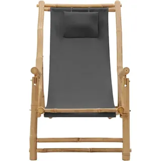 Maison Exclusive - Liegestuhl Bambus Und Canvas Dunkelgrau