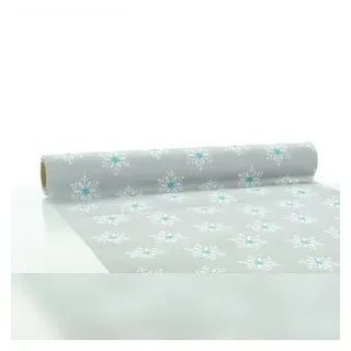 sovie HOME Tischläufer Snowflakes in Silber-Türkis aus Linclass® Airlaid 40cm x 4,80 m, 1 Stück - Weihnachten