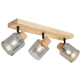 QAZQA Moderner Spot 3 Lichter Holz mit Rauchglas