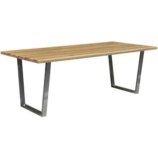 Boxxx Esstisch, Silber, Eiche, Holz, Metall, Eiche, massiv, rechteckig, konisch, eckig, 100x76x200 cm, in verschiedenen Größen erhältlich, Esszimmer, Tische, Esstische