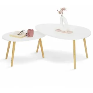 IDMarket - Set mit 2 Couchtischen Gaia, lackiert, skandinavisches Weiß