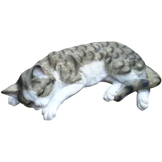 Fachhandel Plus Dekofigur Katze schlafend Tierfigur Katzenfigur Deko für Innen und Außen Hauskatze Indoor Outdoor