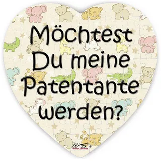 WB wohn trends Puzzle-Botschaft Herz, Möchtest Du Meine Patentante Werden - bunt, 75 Teile 19x19cm inkl. Geschenk-Beutel
