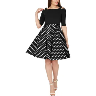BlackButterfly Polka-Dots 1950er-Jahre Swing Tellerrock (Schwarz, M) - M