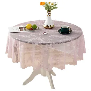 Orbeet Tischdecke Tischdecke Vintage Runde Spitzen Tischdecke mit Wellenschliff rosa Ø 150 cm