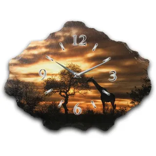 Kreative Feder Designer-Wanduhr aus Stein (Keramik) mit flüsterleisem Uhrwerk (Afrika, leises Quarzuhrwerk)