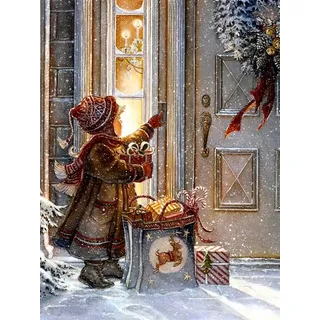 Zeyevan DIY Diamond Painting Christmas Girl Set, 5D Weihnachtsstickerei, Diamant-Malerei, Komplett-Set, Geschenk, Kreuzstich, Strass, Stickerei, Handwerk, für Zuhause, Büro, Wanddekoration, 30 x 40 cm