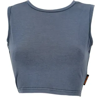 Guru-Shop T-Shirt Kurzes Top, bedrucktes Yoga Top, Yogatop aus.. Festival, Ethno Style, alternative Bekleidung blau|grau L