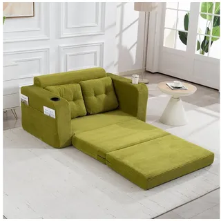 ANYSUN 2-Sitzer Schlafsofa Schlafcouch mit Schlaffunktion,umbaubarer Doppel-Sitzsack, Zweisitziges Sofa aus Cordstoff mit Getränkehaltern und Seitentaschen, Logroßes Sitzsack-Sofa,kompaktes Sofa für kleine Räume, Wohnungen grün