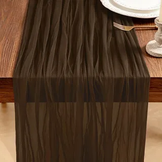 Tischläufer Braun, 300 x 90 cm Käsetuch Tischläufer Weicher Gaze Stoff Läufer Rustikaler Boho Deko für Hochzeit, Party, Feierlichkeiten, Feste, Innen & Außen Tischdekoration