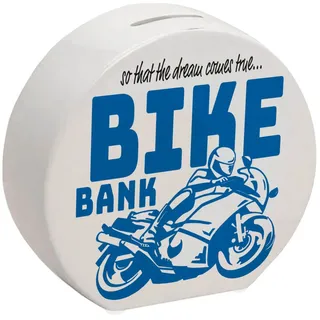 speecheese Spardose Bike Bank Spardose in blau zum Thema Motorradkauf und Motorrad fahren