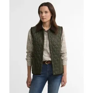 Barbour für Damen. LGI0229 Darwen Quilted Weste olivgrün (L), Lässig, Polyamid