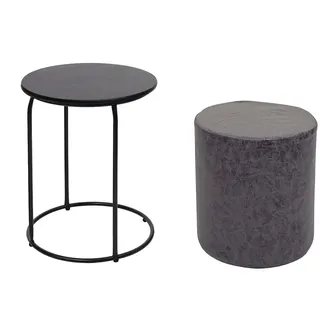 Mendler Beistelltisch Schwarz MDF 2er-Set