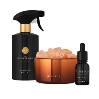 Rituals Raumduft Rituals Oudh Raumspray und Velvet Oudh Salzstein Home Duo (Harmonisch abgestimmtes Oudh Duft Duo für stilvolle Wohnräume) rosa|rot
