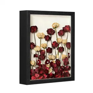 3D Bilderrahmen zum Befüllen 21 x 29.7 cm Bilderrahmen Tief 3D Objektrahmen Hölzern bis 3cm, Tiefer Bilderrahmen zum Befüllen für Objekte, Blumen, Hochzeitsgeschenk oder (Schwarz, 21 x 29.7 cm)