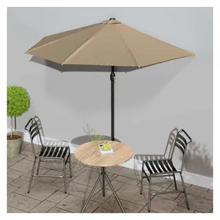 vidaXL Balkon-Sonnenschirm 270 x 135 cm taupe halbrund