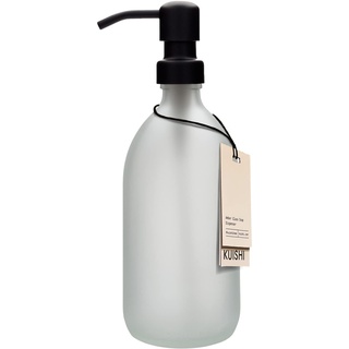Kuishi Matt Glas Weiß Seifenspender Pumpflasche [500ml, Schwarz], Glasflasche Seifenspender mit Edelstahlpumpe, Weiß Badezimmer Zubehör (BPA-frei)