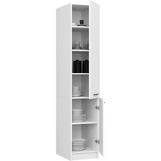 BDW - Vorratsschrank Küche - Küchenschrank Schmal - Schrank 40 cm breit, 205 cm hoch, 57 cm tief - Geräumiger Hochschrank für Vorräte, Küchenutensilien und mehr - Küchenschrank Weiß