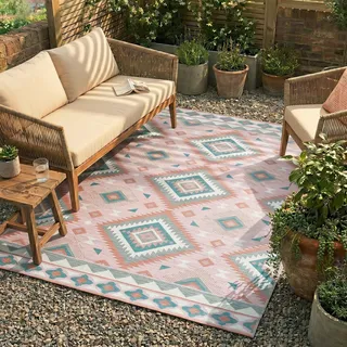 FRAAI | Home & Living Outdoor Teppich Boho - Vedra Aztec Rosa - 160x230 cm