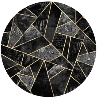 Bilderdepot24 Teppich Vinyl Wohnzimmer Schlafzimmer Flur Küche Muster Abstrakt, rund - schwarz glatt, nass wischbar (Küche, Tierhaare) - Saugroboter & Bodenheizung geeignet schwarz 160 cm x 160 cm