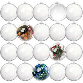 Weihnachtskugeln 20 Stück 10cm befüllbar transparent Kunststoff für Deko & Basteln