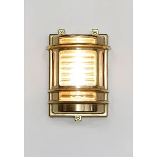 Außenlampe Wand GRACIA aus Messing massiv Maritim Wandleuchte Schiffslampe Haus Garten - Gold