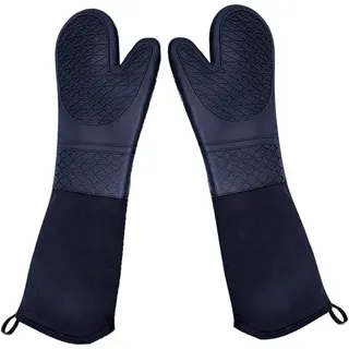 KOSECO Ofenhandschuhe, Hitzebeständige Handschuhe, Extra Lange Silikon-Ofenhandschuhe Ofenhandschuhe Hitzebeständige Grillhandschuhe Isolierte Handschuhe