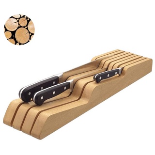 Nwcf Universal Messerblock - 9 Steckplätze Schublade Holzblock Messerhalter und Organizer mit Breiten Schlitzen für Einfache Aufbewahrung von Küchenmessern.