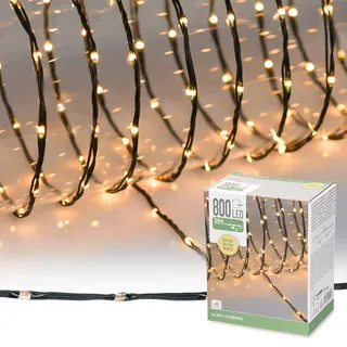 ECD Germany LED Micro Cluster Lichterkette 24m 800 LEDs Extra Warmweiß, 8 Funktionen, Strombetrieb, IP44 Wasserdicht Innen/Außen, Weihnachtsbeleuchtung Weihnachten Weihnachtsbaum Clusterlichterkette
