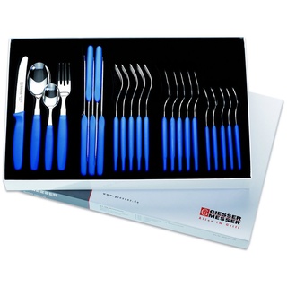 Giesser Messer Besteck-Set Allzweckmesser, Gabel, Löffel, Teelöffel 9879 sp 24, Edelstahl, spülmaschinenfest, Made in Germany, formschön, stabil blau