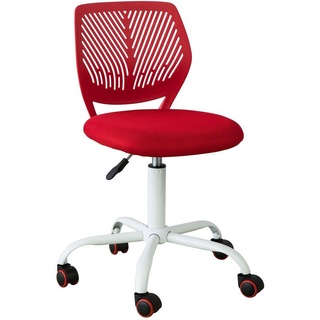 SoBuy Schreibtischstuhl FST64, Jugenddrehstuhl Drehstuhl Bürostuhl mit Rücklehne höhenverstellbar rot