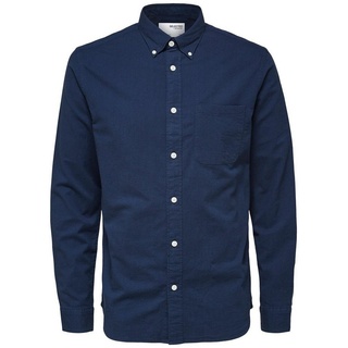 SELECTED HOMME Businesshemd Oxford Hemd Gerundeter Saum blau