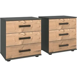 Wimex Nachttisch Stockholm, Nachtkommode 52cm breit, Made in Germany, Industrial Look, 2 Höhen zur Auswahl, einzeln oder im 2er Set grau 52 cm x 58 cm x 38 cm